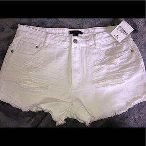 Forever 21 White distressed shorts